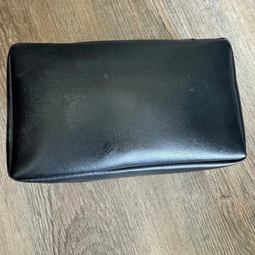 BMW Black Faux Leather First Aid Kit Pouch Zippered Automotive Organizer Bag